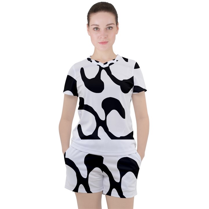 Black And White Swirl Pattern T- Shirt Black And White Swirl Pattern T- Shirt Women s Tee and Shorts Set