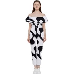 Black And White Swirl Pattern T- Shirt Black And White Swirl Pattern T- Shirt Off Shoulder Ruffle Top Jumpsuit by maxcute