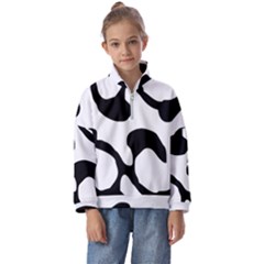 Black And White Swirl Pattern T- Shirt Black And White Swirl Pattern T- Shirt Kids  Half Zip Hoodie by maxcute