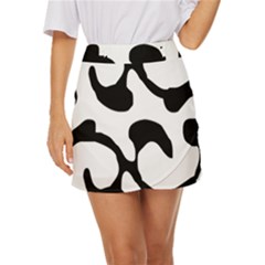 Black And White Swirl Pattern T- Shirt Black And White Swirl Pattern T- Shirt Mini Front Wrap Skirt by maxcute