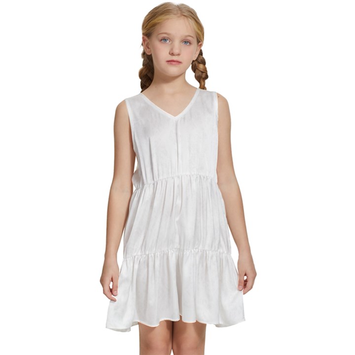 Black And White T- Shirt Forest Pattern T- Shirt Kids  Sleeveless Tiered Mini Dress