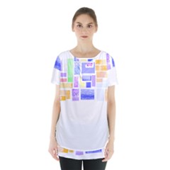 Blocks T- Shirt Blockage Abstract Art 2 T- Shirt Skirt Hem Sports Top by maxcute