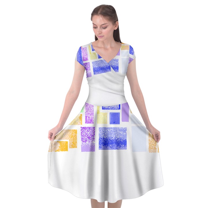 Blocks T- Shirt Blockage Abstract Art 2 T- Shirt Cap Sleeve Wrap Front Dress