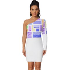 Blocks T- Shirt Blockage Abstract Art 2 T- Shirt Long Sleeve One Shoulder Mini Dress by maxcute