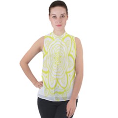 Blue And Yellow T- Shirtcircle Of Hope T- Shirt Mock Neck Chiffon Sleeveless Top by maxcute