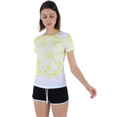 Blue And Yellow T- Shirtcircle Of Hope T- Shirt Back Circle Cutout Sports Tee by maxcute