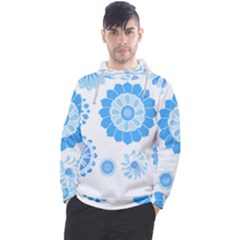 Blue Flowers T- Shirt Blue Psychedelic Floral Power Pattern T- Shirt Men s Pullover Hoodie