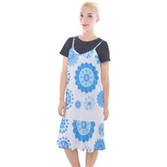 Blue Flowers T- Shirt Blue Psychedelic Floral Power Pattern T- Shirt Camis Fishtail Dress