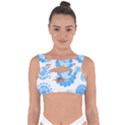 Blue Flowers T- Shirt Blue Psychedelic Floral Power Pattern T- Shirt Bandaged Up Bikini Top View1