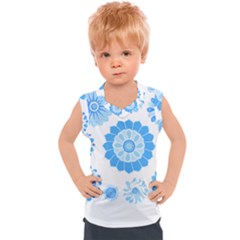 Blue Flowers T- Shirt Blue Psychedelic Floral Power Pattern T- Shirt Kids  Sport Tank Top