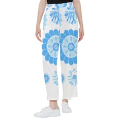 Blue Flowers T- Shirt Blue Psychedelic Floral Power Pattern T- Shirt Women s Pants  by maxcute