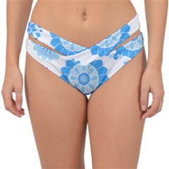 Blue Flowers T- Shirt Blue Psychedelic Floral Power Pattern T- Shirt Double Strap Halter Bikini Bottom