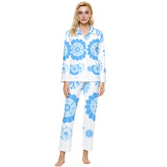 Blue Flowers T- Shirt Blue Psychedelic Floral Power Pattern T- Shirt Womens  Long Sleeve Velvet Pocket Pajamas Set by maxcute