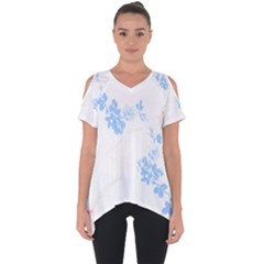 Blue Flowers T- Shirtblue And Pink Flowers Floral Art T- Shirt Cut Out Side Drop Tee by maxcute