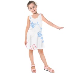 Blue Flowers T- Shirtblue And Pink Flowers Floral Art T- Shirt Kids  Sleeveless Dress by maxcute