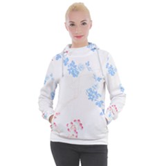 Blue Flowers T- Shirtblue And Pink Flowers Floral Art T- Shirt Women s Hooded Pullover by maxcute