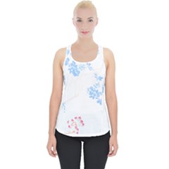 Blue Flowers T- Shirtblue And Pink Flowers Floral Art T- Shirt Piece Up Tank Top by maxcute