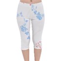 Blue Flowers T- Shirtblue And Pink Flowers Floral Art T- Shirt Velvet Capri Leggings  View1