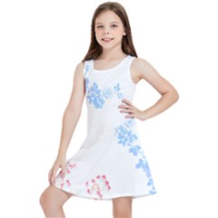 Blue Flowers T- Shirtblue And Pink Flowers Floral Art T- Shirt Kids  Lightweight Sleeveless Dress by maxcute