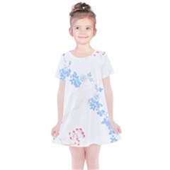 Blue Flowers T- Shirtblue And Pink Flowers Floral Art T- Shirt Kids  Simple Cotton Dress by maxcute