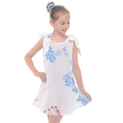 Blue Flowers T- Shirtblue And Pink Flowers Floral Art T- Shirt Kids  Tie Up Tunic Dress by maxcute