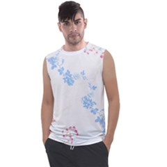 Blue Flowers T- Shirtblue And Pink Flowers Floral Art T- Shirt Men s Regular Tank Top by maxcute