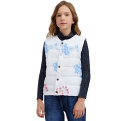 Blue Flowers T- Shirtblue And Pink Flowers Floral Art T- Shirt Kid s Short Button Up Puffer Vest	 by maxcute