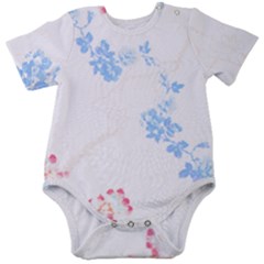 Blue Flowers T- Shirtblue And Pink Flowers Floral Art T- Shirt Baby Short Sleeve Bodysuit by maxcute