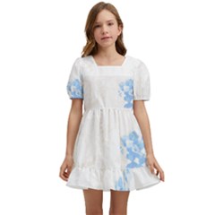 Blue Flowers T- Shirtblue And Pink Flowers Floral Art T- Shirt Kids  Short Sleeve Dolly Dress