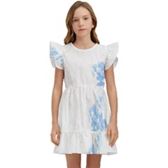 Blue Flowers T- Shirtblue And Pink Flowers Floral Art T- Shirt Kids  Winged Sleeve Dress by maxcute