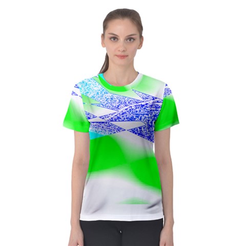 Blue Green Black Abstract Art T- Shirt Blue Green Black Abstract Art T- Shirt Women s Sport Mesh Tee by maxcute