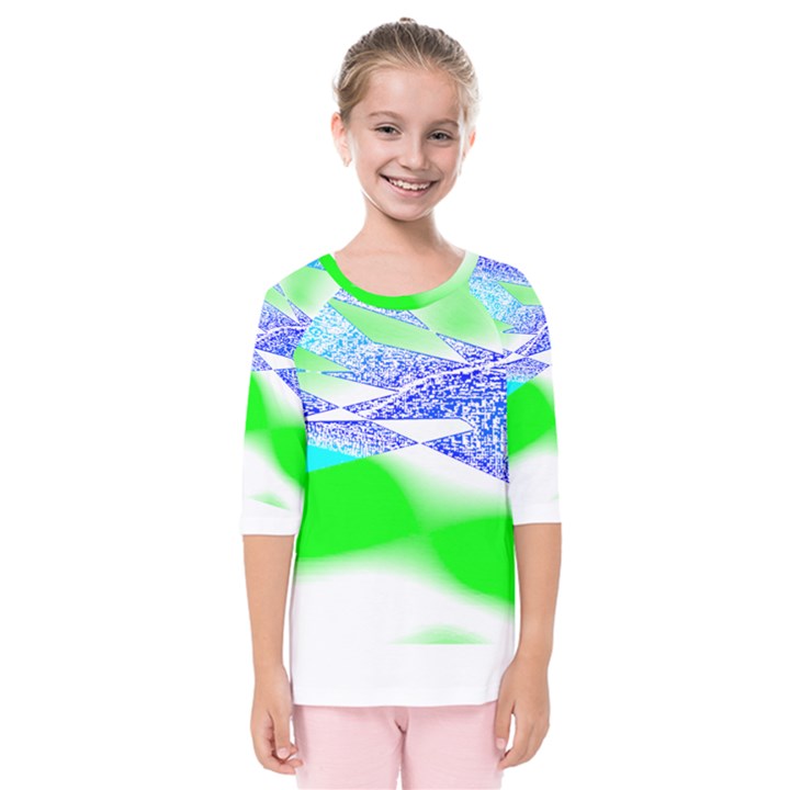 Blue Green Black Abstract Art T- Shirt Blue Green Black Abstract Art T- Shirt Kids  Quarter Sleeve Raglan Tee