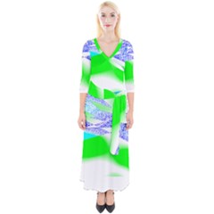 Blue Green Black Abstract Art T- Shirt Blue Green Black Abstract Art T- Shirt Quarter Sleeve Wrap Maxi Dress by maxcute