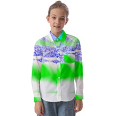 Blue Green Black Abstract Art T- Shirt Blue Green Black Abstract Art T- Shirt Kids  Long Sleeve Shirt by maxcute