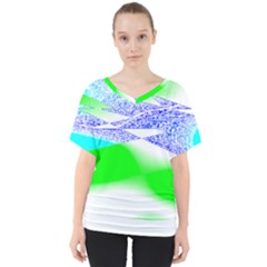 Blue Green Black Abstract Art T- Shirt Blue Green Black Abstract Art T- Shirt V-neck Dolman Drape Top by maxcute