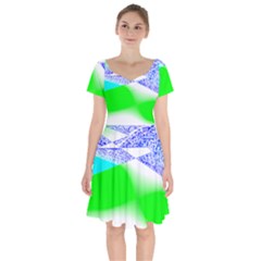 Blue Green Black Abstract Art T- Shirt Blue Green Black Abstract Art T- Shirt Short Sleeve Bardot Dress by maxcute