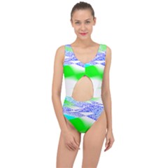 Blue Green Black Abstract Art T- Shirt Blue Green Black Abstract Art T- Shirt Center Cut Out Swimsuit