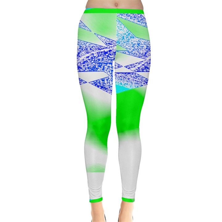 Blue Green Black Abstract Art T- Shirt Blue Green Black Abstract Art T- Shirt Inside Out Leggings