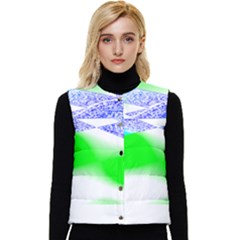 Blue Green Black Abstract Art T- Shirt Blue Green Black Abstract Art T- Shirt Women s Short Button Up Puffer Vest by maxcute