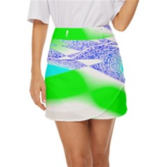 Blue Green Black Abstract Art T- Shirt Blue Green Black Abstract Art T- Shirt Mini Front Wrap Skirt by maxcute