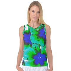 Blue T- Shirt Blue Flower Of Happiness Women s Basketball Tank Top by maxcute