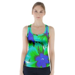 Blue T- Shirt Blue Flower Of Happiness Racer Back Sports Top by maxcute