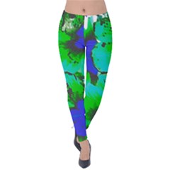 Blue T- Shirt Blue Flower Of Happiness Velvet Leggings by maxcute