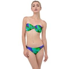 Blue T- Shirt Blue Flower Of Happiness Classic Bandeau Bikini Set by maxcute