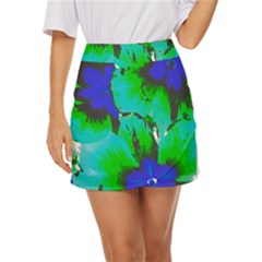 Blue T- Shirt Blue Flower Of Happiness Mini Front Wrap Skirt by maxcute