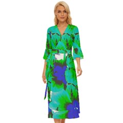 Blue T- Shirt Blue Flower Of Happiness Midsummer Wrap Dress by maxcute