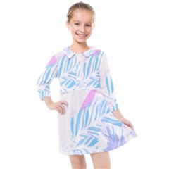 Blue T- Shirt Blue Tropical Pattern T- Shirt Kids  Quarter Sleeve Shirt Dress by maxcute