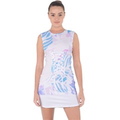 Blue T- Shirt Blue Tropical Pattern T- Shirt Lace Up Front Bodycon Dress by maxcute