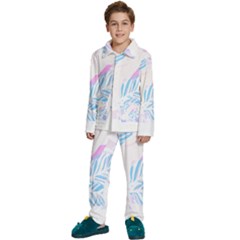 Blue T- Shirt Blue Tropical Pattern T- Shirt Kids  Long Sleeve Velvet Pajamas Set by maxcute