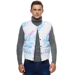 Blue T- Shirt Blue Tropical Pattern T- Shirt Men s Short Button Up Puffer Vest	 by maxcute